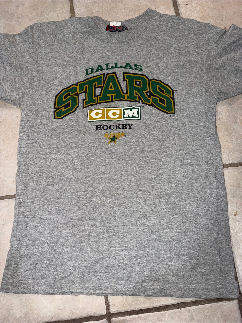 CCM Dallas Stars Grey Tee with Green & Gold Logo
